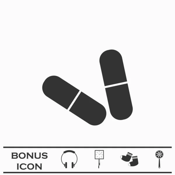 Capsule Icon Flat Black Pictogram White Background Vector Illustration Symbol — Vetor de Stock