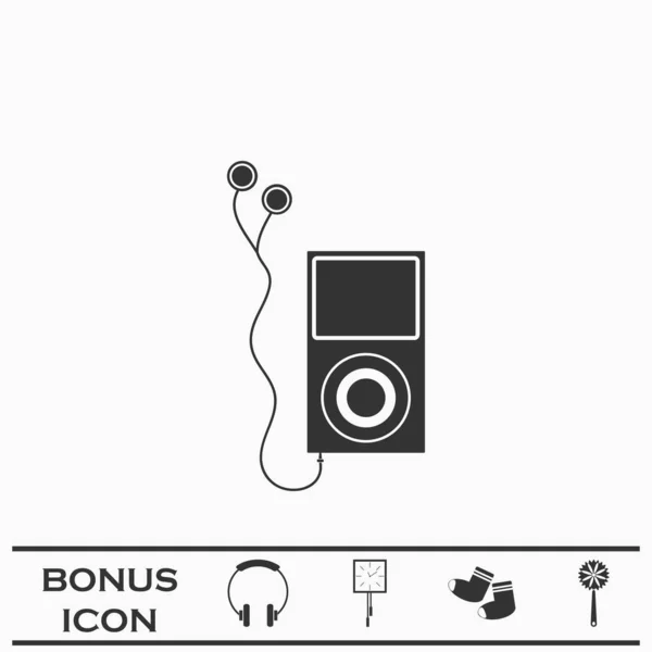 Audio Player Icon Flat Black Pictogram White Background Vector Illustration — Stock Vector