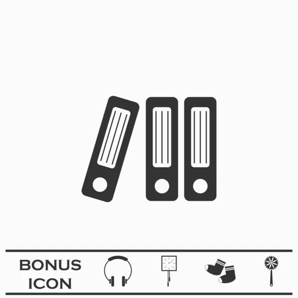 フォルダアイコンフラット 白い背景の黒いピクトグラム ベクターイラストのシンボルとボーナスボタン — ストックベクタ