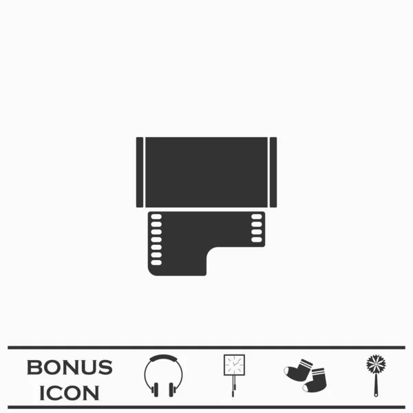 Εικόνα Ταινίας Επίπεδη Μαύρο Εικονόγραμμα Λευκό Φόντο Εικονογράφηση Διάνυσμα Σύμβολο — Διανυσματικό Αρχείο