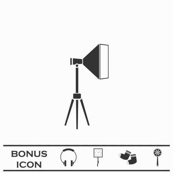 Studio Lighting Icon Flat Black Pictogram White Background Vector Illustration — Stock Vector