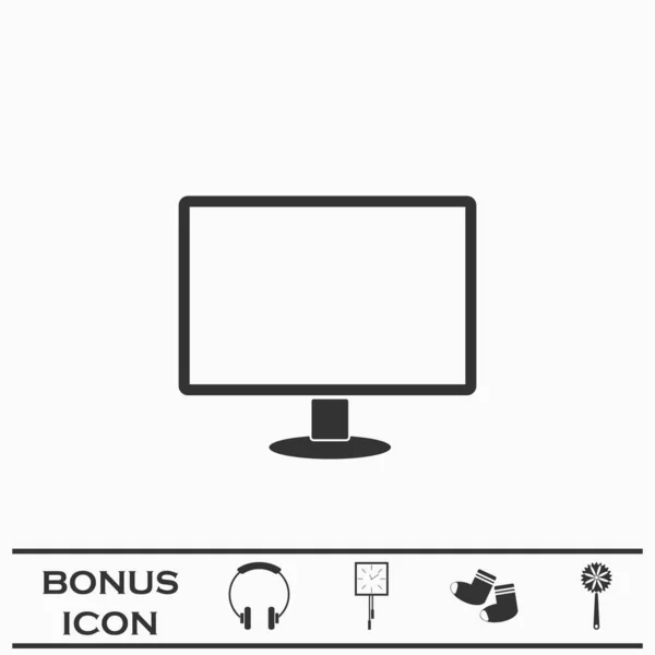 Monitor Icon Flat Black Pictogram White Background Vector Illustration Symbol — Stock Vector