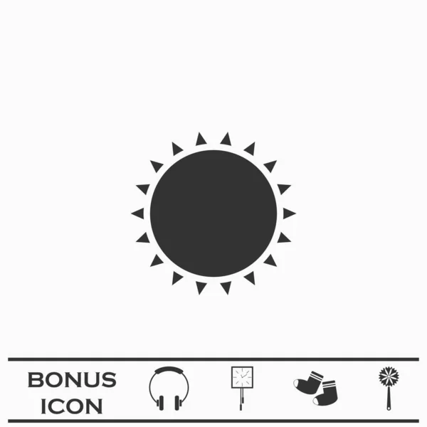 Icoana Soarelui Plat Pictogramă Neagră Fundal Alb Simbolul Ilustrației Vectoriale — Vector de stoc