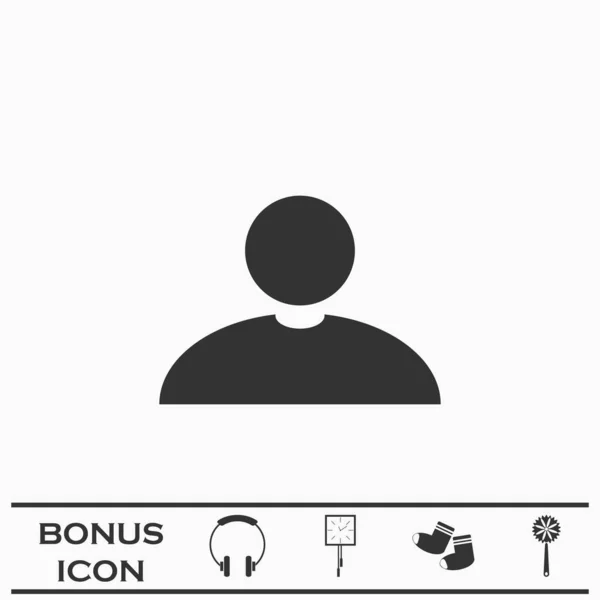 Avatar Icon Flat Black Pictogram White Background Vector Illustration Symbol — Stock Vector