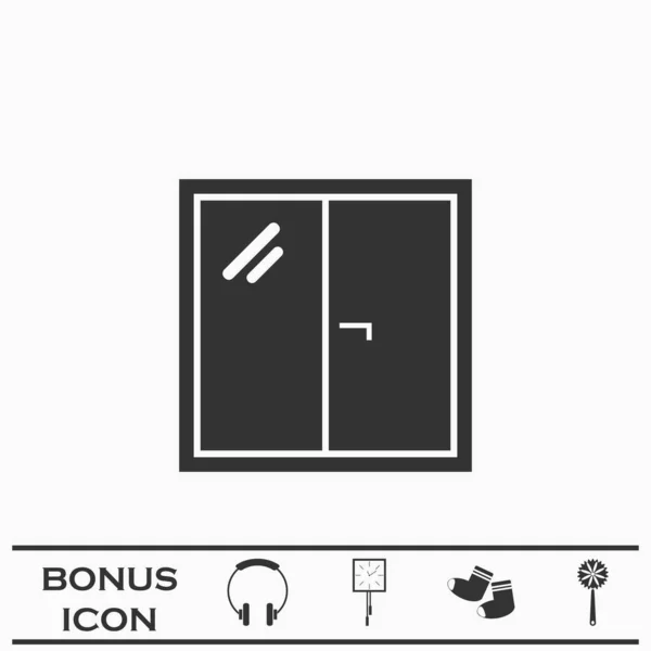 Παράθυρο Εικονίδιο Επίπεδη Μαύρο Εικονόγραμμα Λευκό Φόντο Εικονογράφηση Διάνυσμα Σύμβολο — Διανυσματικό Αρχείο
