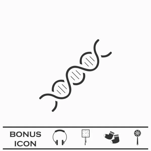 Icona Del Dna Piatta Pittogramma Nero Sfondo Bianco Simbolo Illustrazione — Vettoriale Stock