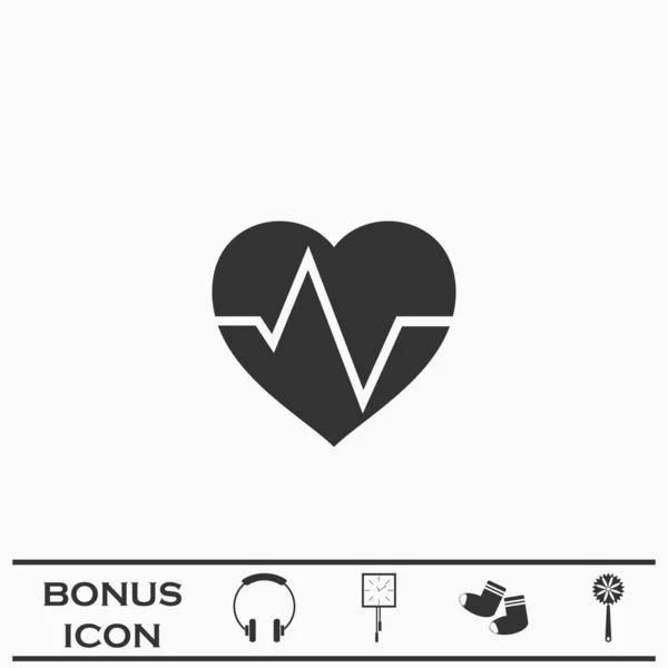 Cardiogram Icon Flat Black Pictogram White Background Vector Illustration Symbol — Stock Vector