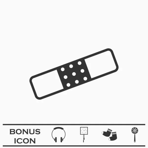 プラスターアイコンフラット 白い背景の黒いピクトグラム ベクターイラストのシンボルとボーナスボタン — ストックベクタ