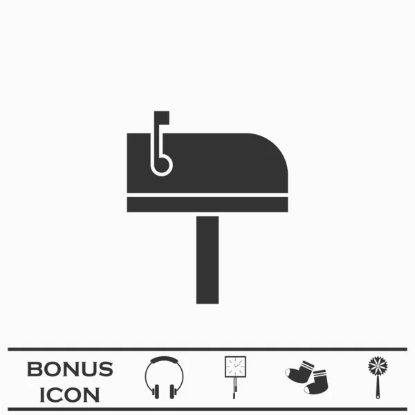 Brevlådeikonen Platt Svart Piktogram Vit Bakgrund Vektor Illustration Symbol Och — Stock vektor