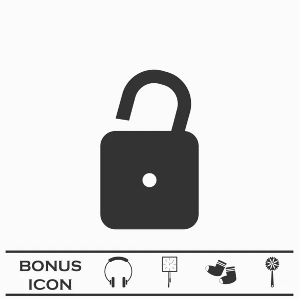 Unlock Icon Flat Black Pictogram White Background Vector Illustration Symbol — Stock Vector