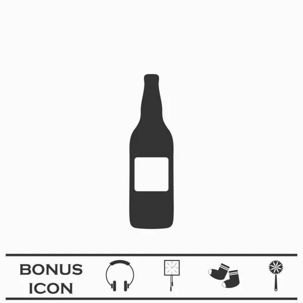 瓶子图标平 白色背景上的黑色象形文字 矢量图解符号和加法按钮 — 图库矢量图片