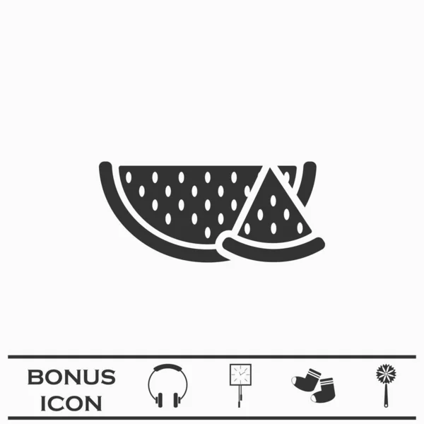 Icona Dell Anguria Piatta Pittogramma Nero Sfondo Bianco Simbolo Illustrazione — Vettoriale Stock