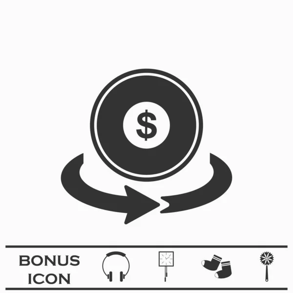 Ícone Transferência Dinheiro Plano Pictograma Preto Sobre Fundo Branco Símbolo —  Vetores de Stock