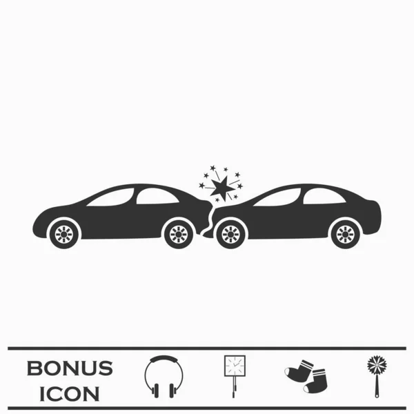 Ikona Autonehody Plochá Černý Piktogram Bílém Pozadí Symbol Vektorové Ilustrace — Stockový vektor