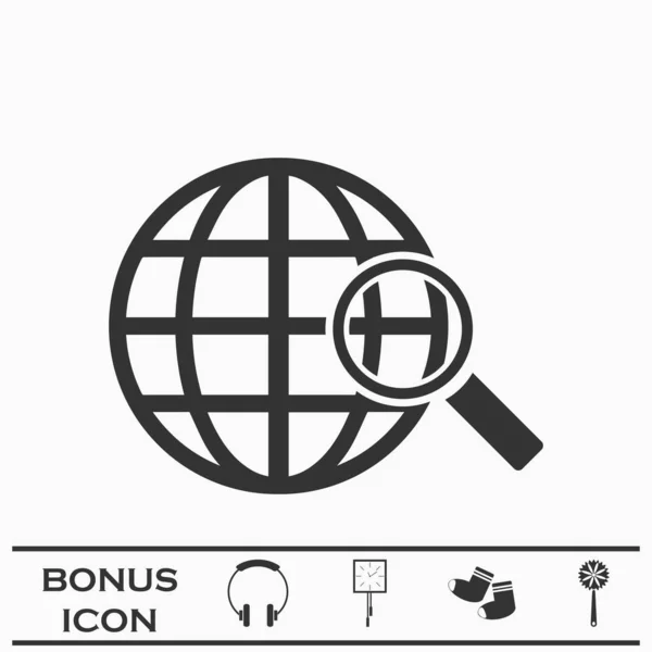 分析世界图标平面 白色背景上的黑色象形文字 矢量图解符号和加法按钮 — 图库矢量图片