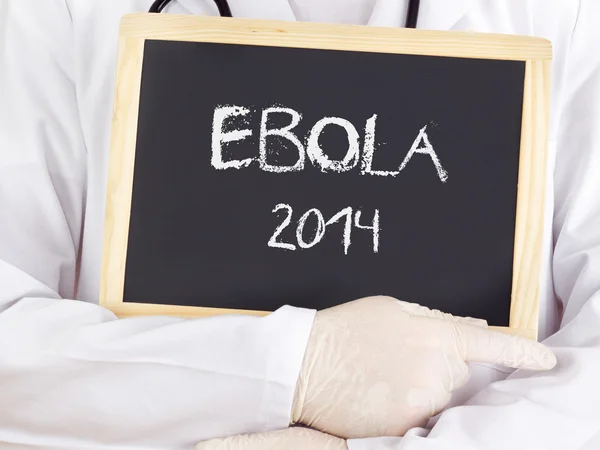 Läkare visar information: Ebola 2014 — Stockfoto