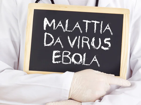 Doctor shows information: Ebola in italian language — Stock Photo, Image