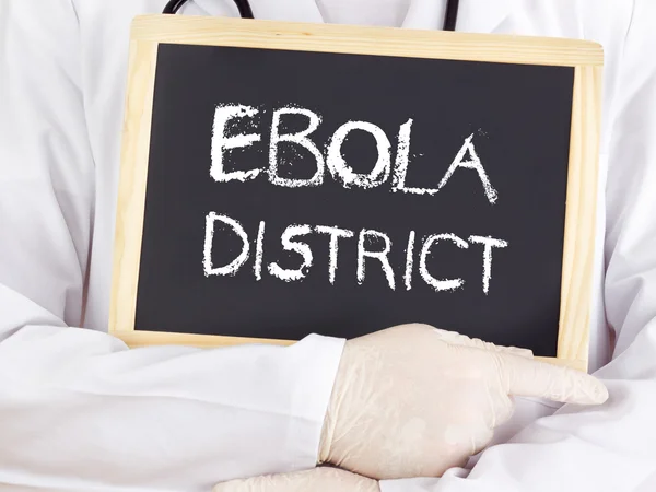Doctor shows information: Ebola district — Stock Photo, Image