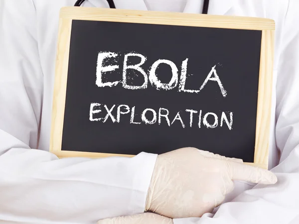 Doctor shows information: Ebola exploration — Stock Photo, Image