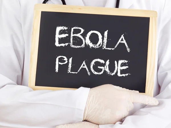 Doctor shows information: Ebola plague — Stock Photo, Image