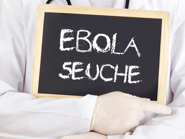 Arts toont informatie: Ebola pest in de Duitse taal — Stockfoto