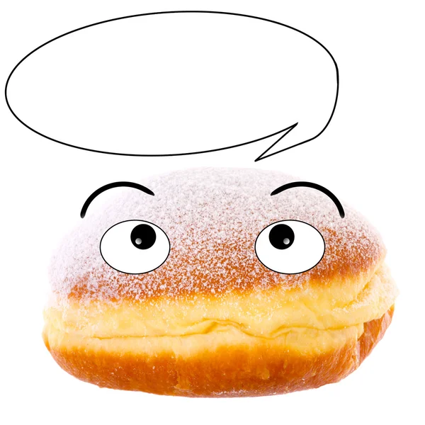 Söta Krapfen med pratbubblan — Stockfoto