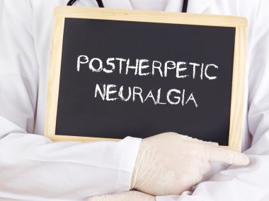 Doctor shows information: postherpetic neuralgia clipart