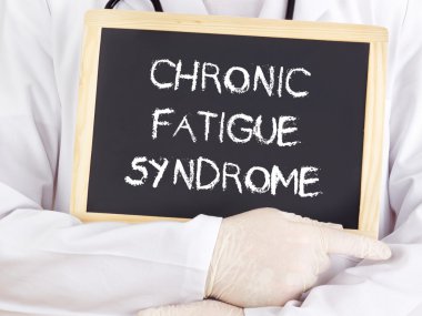 Doctor shows information: chronic fatigue syndrome clipart
