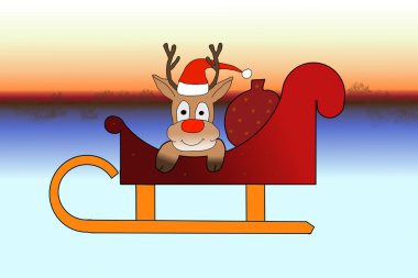 Noel babalar kızakta oturan Rudolph
