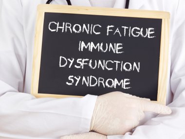 Doctor shows information: chronic fatigue syndrome immune dysfunction syndrome clipart