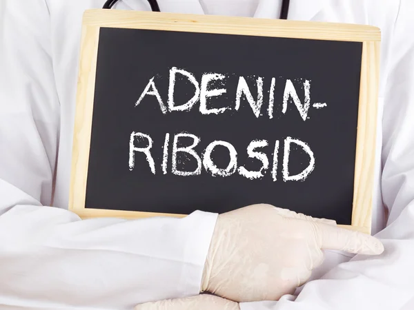 Orvos azt mutatja, információ: adenin riboside német nyelven — Stock Fotó