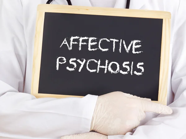 Doctor shows information: affective psychosis — Stock Photo, Image