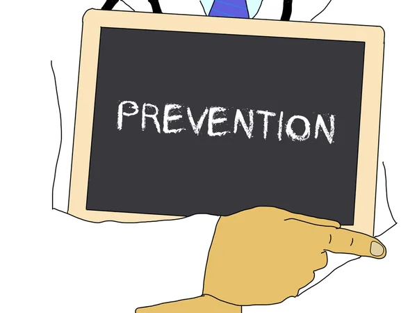 Ilustracja: Lekarz pokazuje informacje: zapobieganie — Zdjęcie stockowe