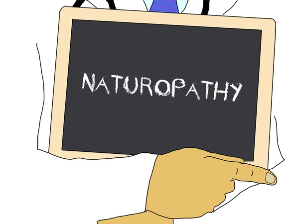 Εικονογράφηση: Γιατρός δείχνει πληροφορίες: naturopathy — Φωτογραφία Αρχείου