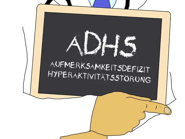 Illustration: Arzt zeigt Informationen: adhd — Stockfoto