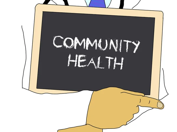 Illustration: Doctor shows information: Community health — Stock Photo, Image