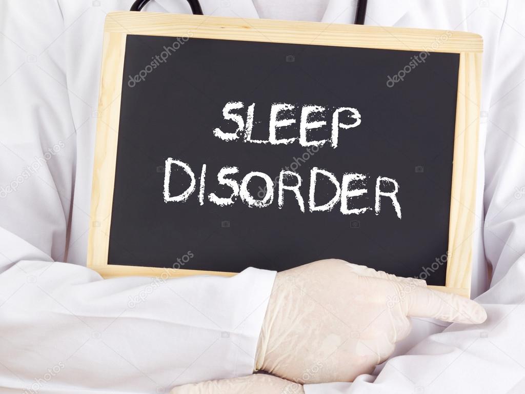 Doctor shows information on blackboard: sleep disorder
