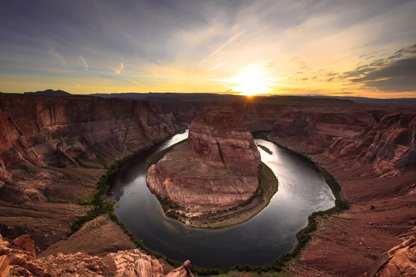 Zachód słońca nad Horseshoe bend — Zdjęcie stockowe