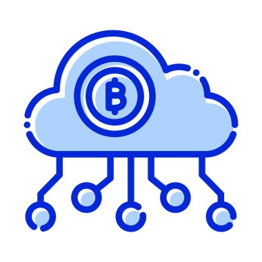 Bitcoin bulutu, bitcoin bulut madenciliği, bitcoin ağı, bulut madenciliği tamamen düzenlenebilir vektör simgeleri
