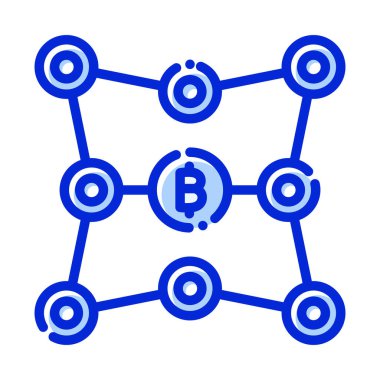 Engelleme zinciri, ağ, bitcoin, konsorsiyum engelleme zinciri tam olarak düzenlenebilir vektör simgeleri