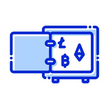 Dolap, bitcoin dolabı, para, kripto para tam olarak düzenlenebilir vektör simgeleri