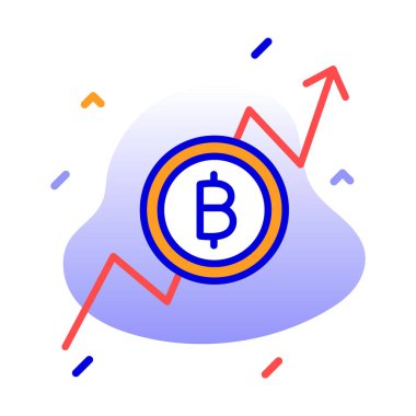 Bitcoin analizi, bitcoin şeması, bitcoin grafiği, bitcoin pazarı tamamen düzenlenebilir vektör simgeleri