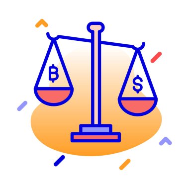 Bitcoin dolar, para birimi değeri, bitcoin kullanımı, bitcoin değeri tamamen düzenlenebilir vektör simgeleri