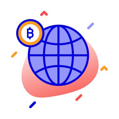 Küresel bitcoin, küresel bitcoin yatırımı, küresel para birimi, tam olarak düzenlenebilir vektör simgeleri