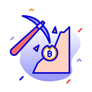 Bitcoin madenciliği, bitcoin ödemeleri, işlem süreci, kripto para birimi madenciliği tamamen düzenlenebilir vektör simgeleri