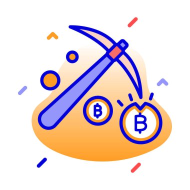Bitcoin madenciliği, bitcoin ödeme süreci, bitcoin işlem süreci, kripto para birimi madenciliği tamamen düzenlenebilir vektör simgeleri