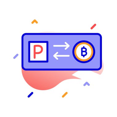 Bitcoin al, paydosta bitcoin aktar, bitcoin takas et, tamamen düzenlenebilir vektör simgeleri sat