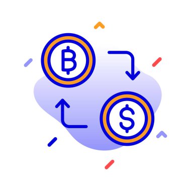 Bitcoin para değişimi, bitcoin değişimi, bitcoin ticaret platformu, bitcoin satın al ve sat tam olarak düzenlenebilir vektör simgeleri