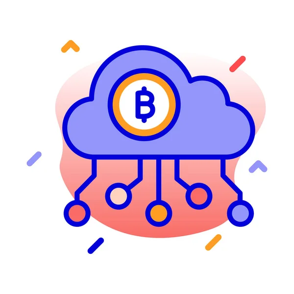 Bitcoin Cloud Bitcoin Cloud Mining Bitcoin Netwerk Cloud Mining Volledig — Stockvector