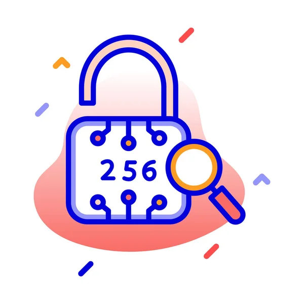 Lock Kryptografický Hash Kryptografický Algoritmus Zabezpečené Hash Plně Editovatelné Vektorové — Stockový vektor
